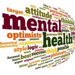 Mental health concept in word tag cloud on white